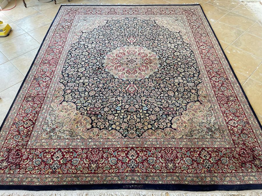 Signed Large Hand Knotted Persian Area Rug 97' X 124' [Photo 4]