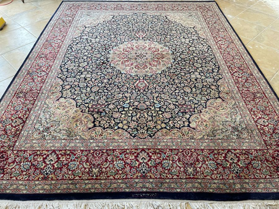 Signed Large Hand Knotted Persian Area Rug 97' X 124' [Photo 6]