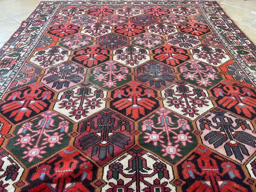 Signed Hand Knotted Persian Area Rug From Iran 78” X 115” [Photo 9]