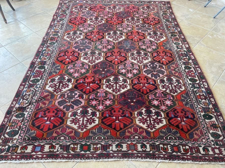 Signed Hand Knotted Persian Area Rug From Iran 78” X 115” [Photo 2]