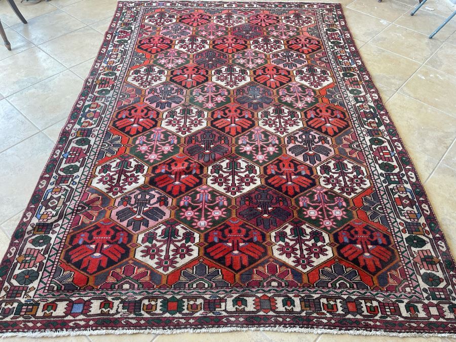 Signed Hand Knotted Persian Area Rug From Iran 78” X 115” [Photo 3]