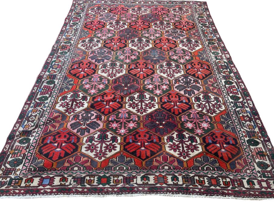 Signed Hand Knotted Persian Area Rug From Iran 78” X 115”