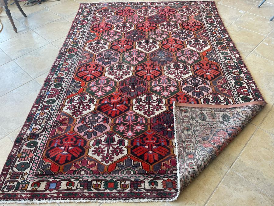 Signed Hand Knotted Persian Area Rug From Iran 78” X 115” [Photo 10]
