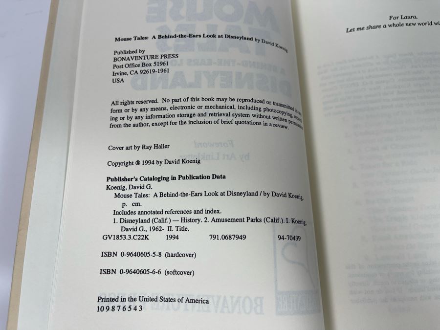 Hardcover Book Mouse Tales: A Behind-The-Ears Look At Disneyland 1994 [Photo 3]