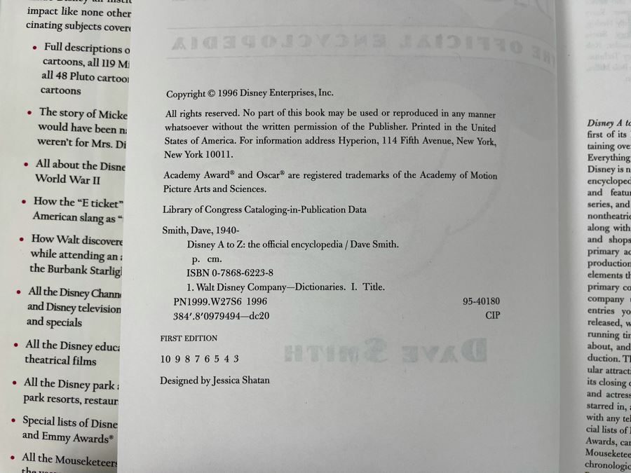 First Edition Hardcover Book Disney A To Z 1996 [Photo 4]
