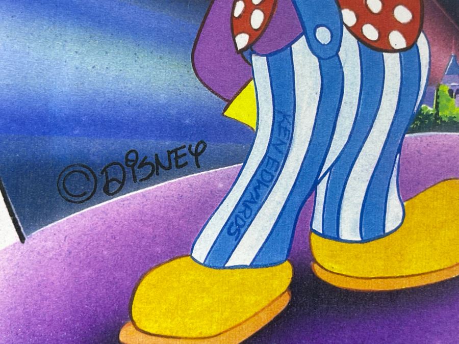 Hand Signed Ken Edwards Print Of Disney LE Art Watch Face 40th Anniversary 1955-1995 17 X 11 (Watch Featured In This Sale) [Photo 4]