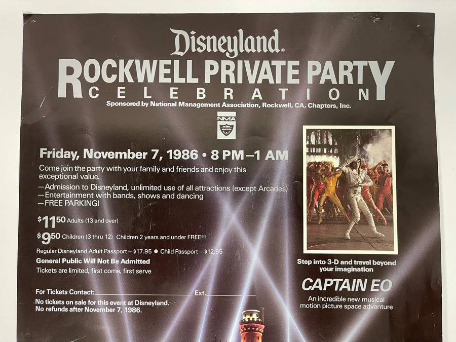 Disneyland Rockwell Private Party Celebration Movie Poster 1986 17 X 22 [Photo 2]