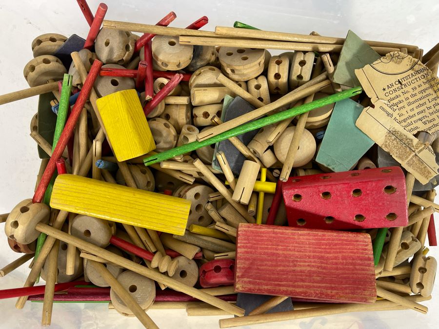 Vintage Wooden Bonhop Blocks Tinkertoys [Photo 3]
