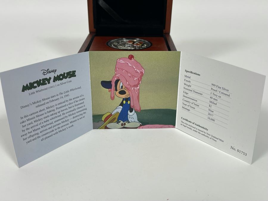 Disney Mickey Mouse Little Whirlwind 1 Oz .999 Fine Silver Coin With Case [Photo 7]