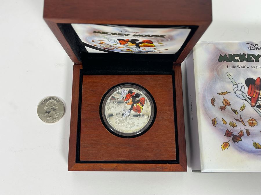 Disney Mickey Mouse Little Whirlwind 1 Oz .999 Fine Silver Coin With Case [Photo 2]