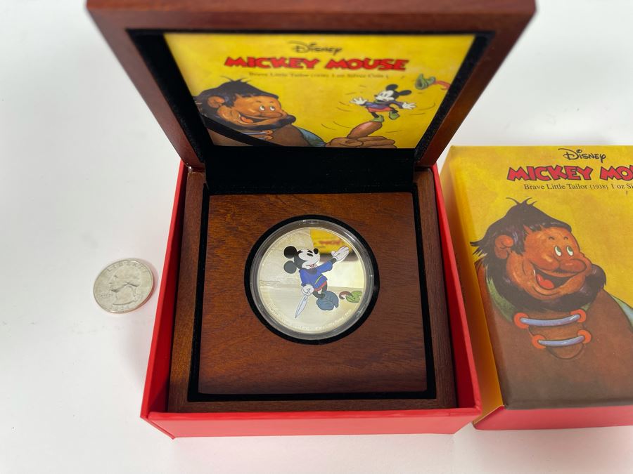 Disney Mickey Mouse Brave Little Tailor 1 Oz .999 Fine Silver Coin With Case [Photo 2]