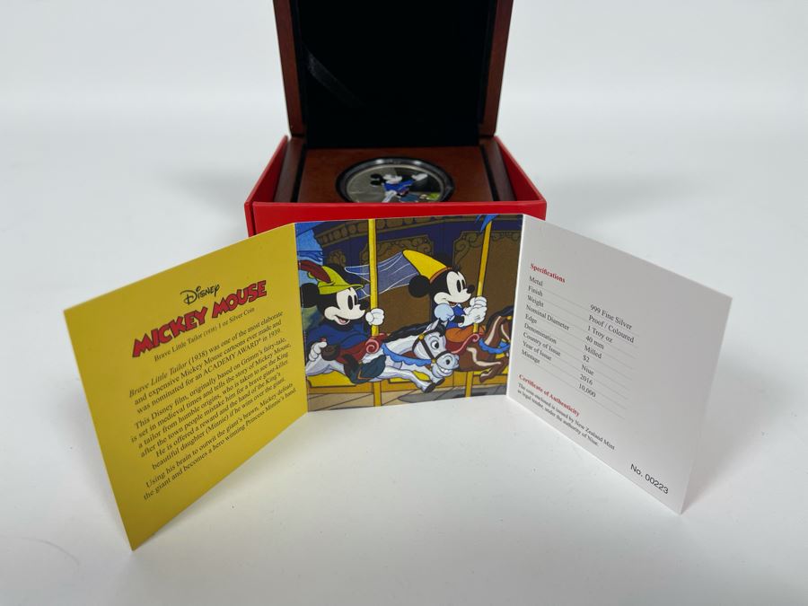 Disney Mickey Mouse Brave Little Tailor 1 Oz .999 Fine Silver Coin With Case [Photo 7]