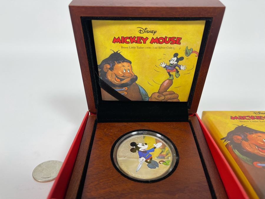 Disney Mickey Mouse Brave Little Tailor 1 Oz .999 Fine Silver Coin With Case [Photo 5]