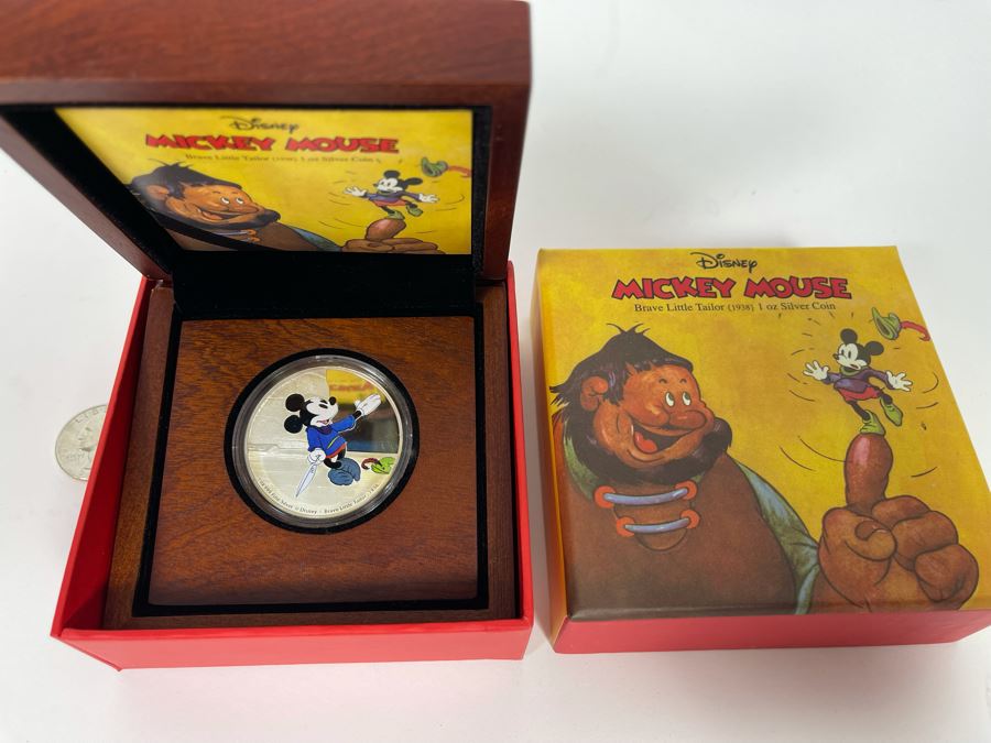 Disney Mickey Mouse Brave Little Tailor 1 Oz .999 Fine Silver Coin With Case [Photo 1]