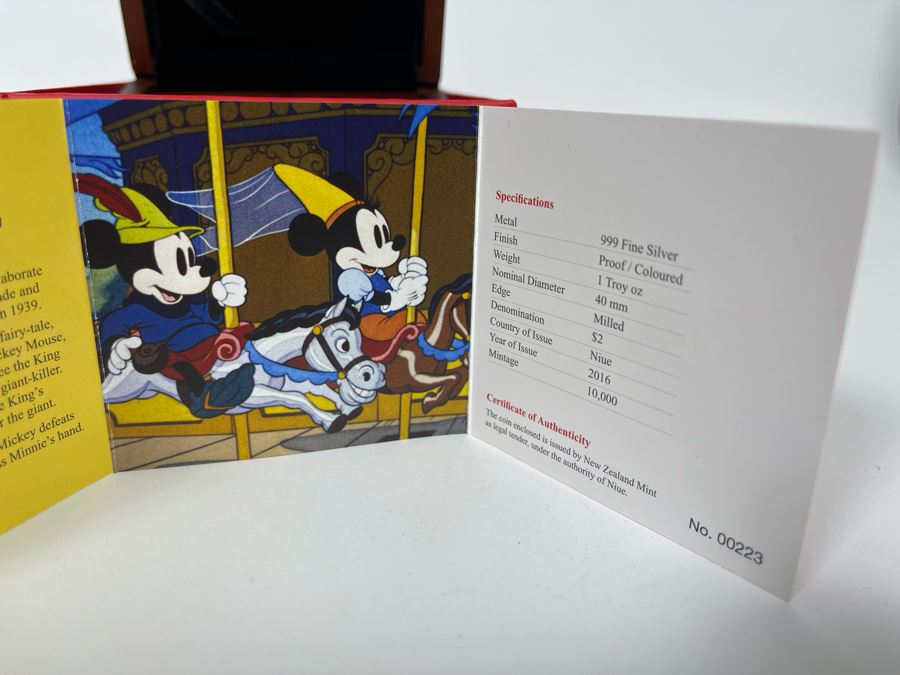 Disney Mickey Mouse Brave Little Tailor 1 Oz .999 Fine Silver Coin With Case [Photo 8]
