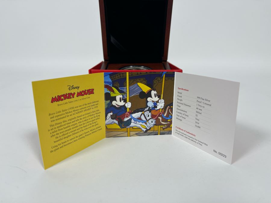 Disney Mickey Mouse Brave Little Tailor 1 Oz .999 Fine Silver Coin With Case [Photo 6]