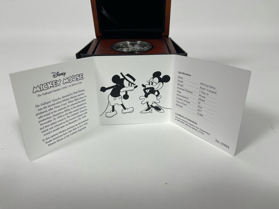 Disney Mickey Mouse The Gallopin’ Gaucho 1 Oz .999 Fine Silver Coin With Case [Photo 7]