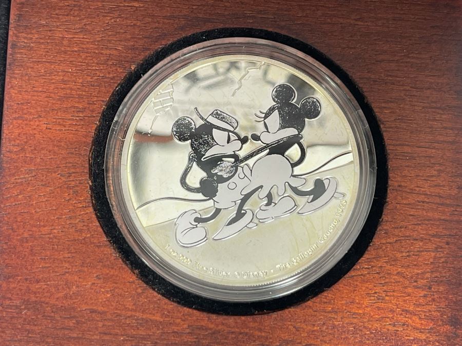 Disney Mickey Mouse The Gallopin’ Gaucho 1 Oz .999 Fine Silver Coin With Case [Photo 4]