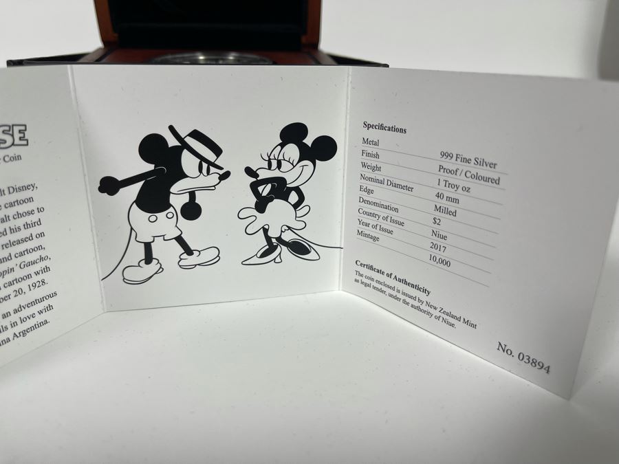 Disney Mickey Mouse The Gallopin’ Gaucho 1 Oz .999 Fine Silver Coin With Case [Photo 8]