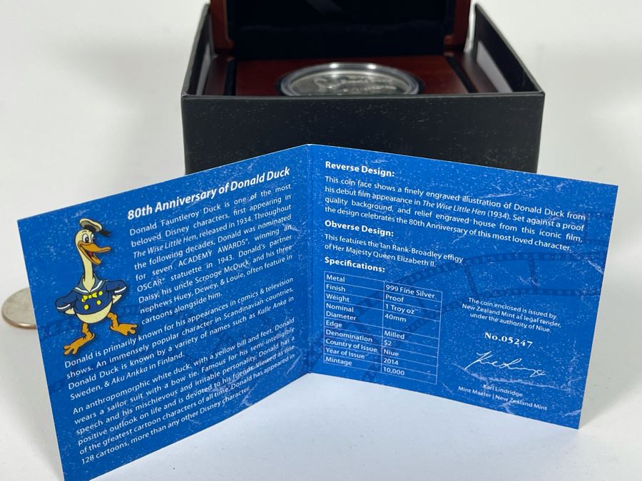 Disney Donald Duck 80th Anniversary 1 Oz .999 Fine Silver Coin With Case [Photo 5]