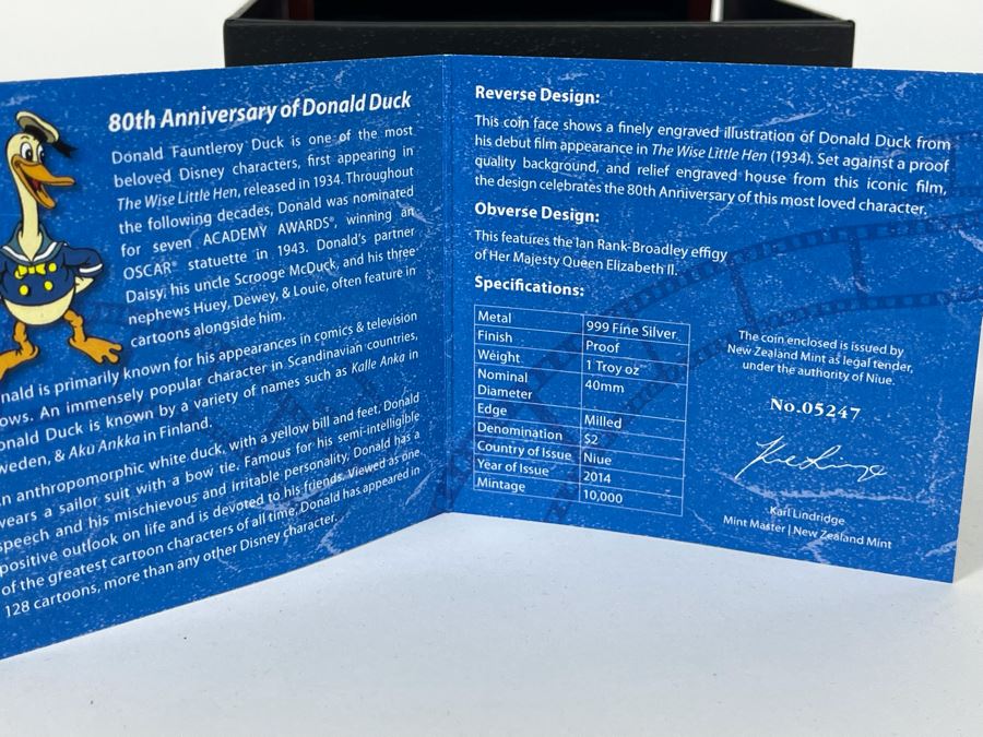 Disney Donald Duck 80th Anniversary 1 Oz .999 Fine Silver Coin With Case [Photo 6]