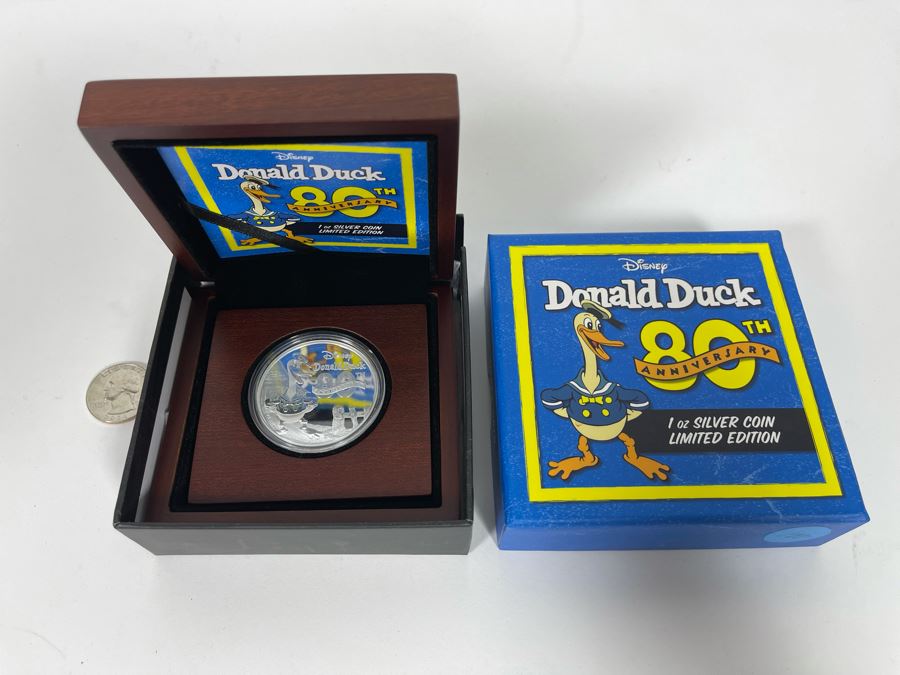 Disney Donald Duck 80th Anniversary 1 Oz .999 Fine Silver Coin With Case [Photo 2]