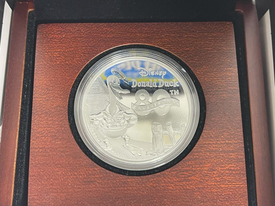 Disney Donald Duck 80th Anniversary 1 Oz .999 Fine Silver Coin With Case [Photo 3]