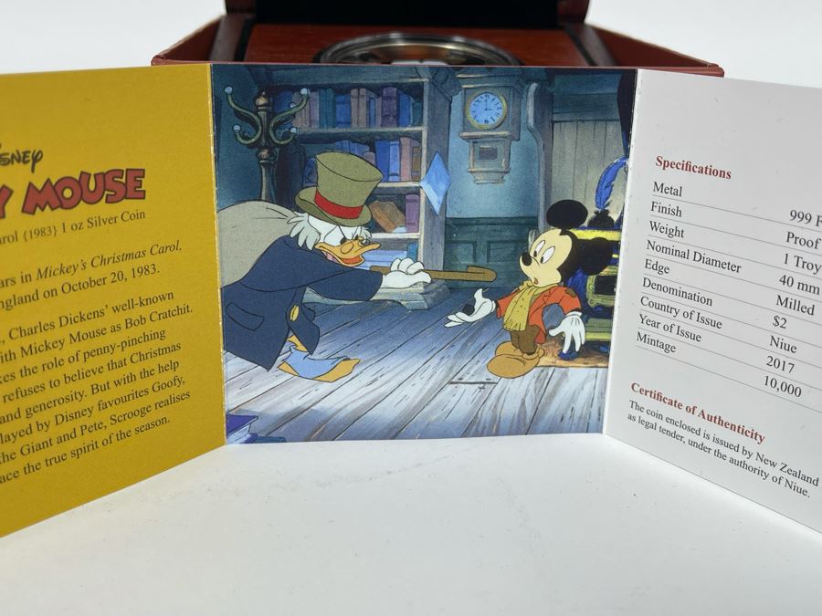 Disney Mickey Mouse Mickey’s Christmas Carol 1 Oz .999 Fine Silver Coin With Case [Photo 7]