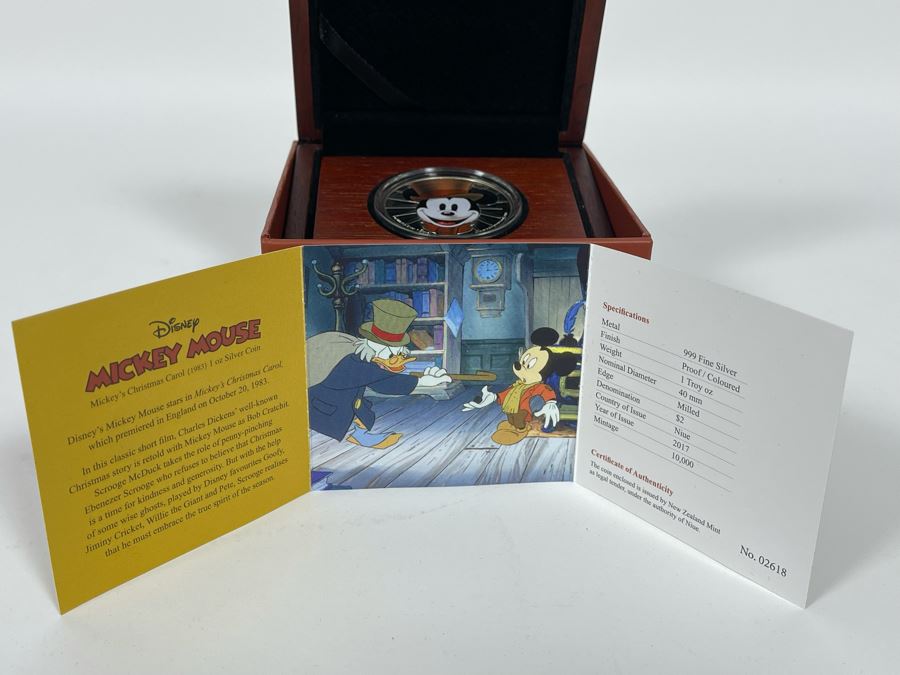 Disney Mickey Mouse Mickey’s Christmas Carol 1 Oz .999 Fine Silver Coin With Case [Photo 6]