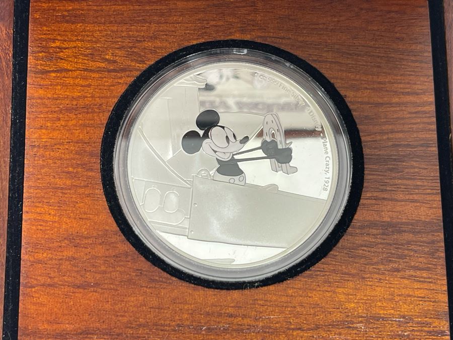 Disney Mickey Mouse Plane Crazy 1 Oz .999 Fine Silver Coin With Case [Photo 3]