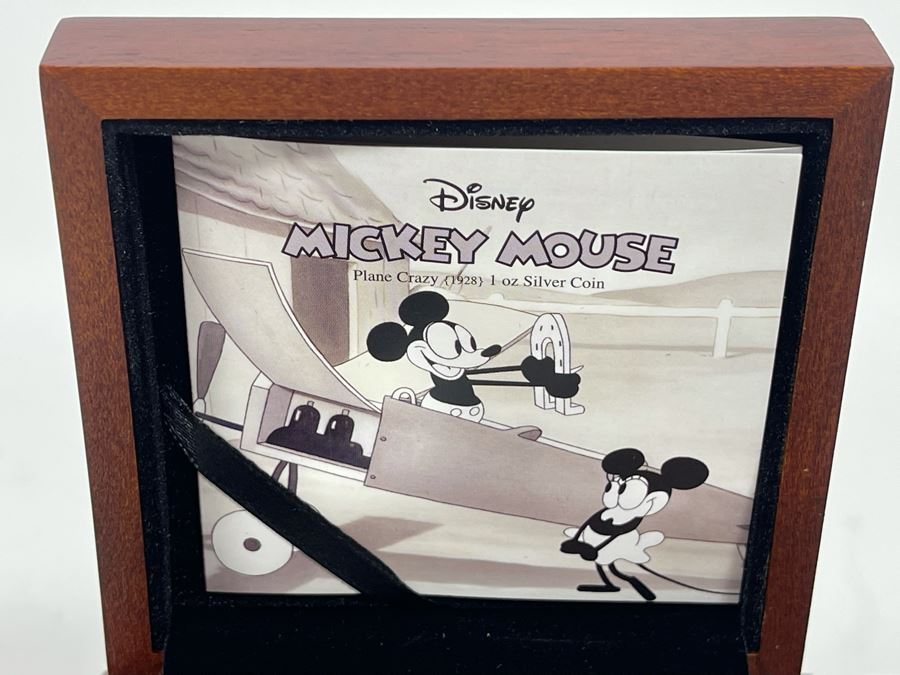 Disney Mickey Mouse Plane Crazy 1 Oz .999 Fine Silver Coin With Case [Photo 4]