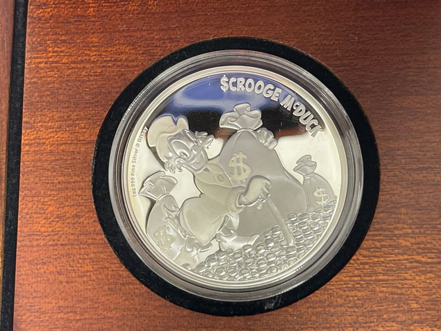 Disney Scrooge McDuck Limited Edition 1 Oz .999 Fine Silver Coin With Case