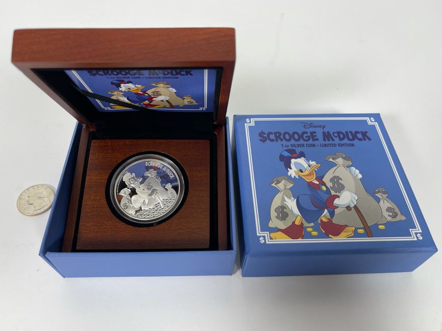 Disney Scrooge McDuck Limited Edition 1 Oz .999 Fine Silver Coin