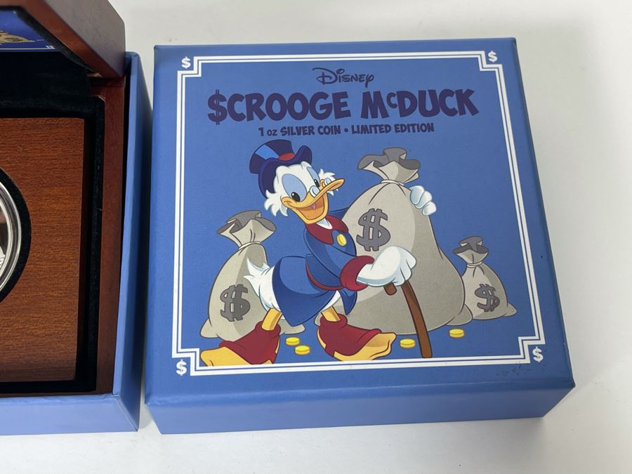 Disney Scrooge McDuck Limited Edition 1 Oz .999 Fine Silver Coin With Case