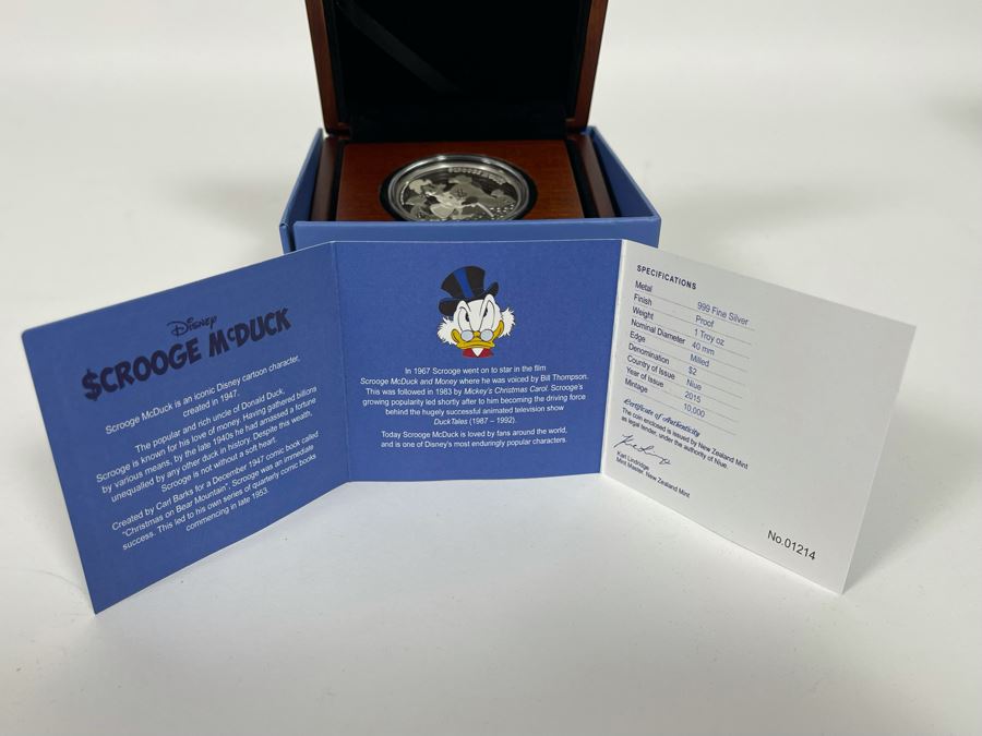 Disney Scrooge McDuck Limited Edition 1 Oz .999 Fine Silver Coin With Case [Photo 6]