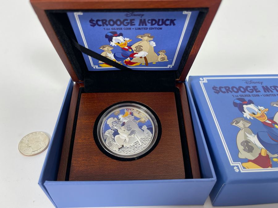 Disney Scrooge McDuck Limited Edition 1 Oz .999 Fine Silver Coin With Case