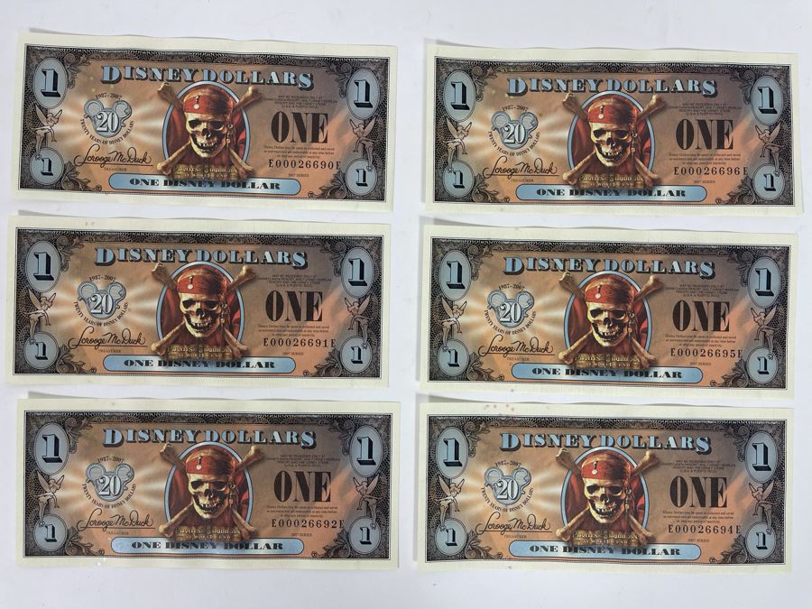 (6) One Disney Dollars - Pirates Of The Caribbean [Photo 2]
