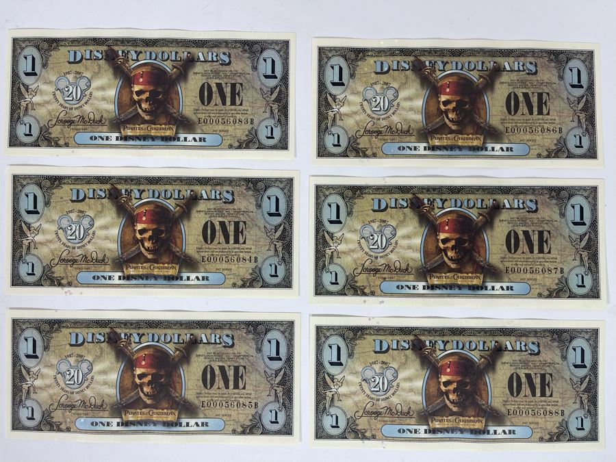 6) One Disney Dollars - Pirates Of The Caribbean
