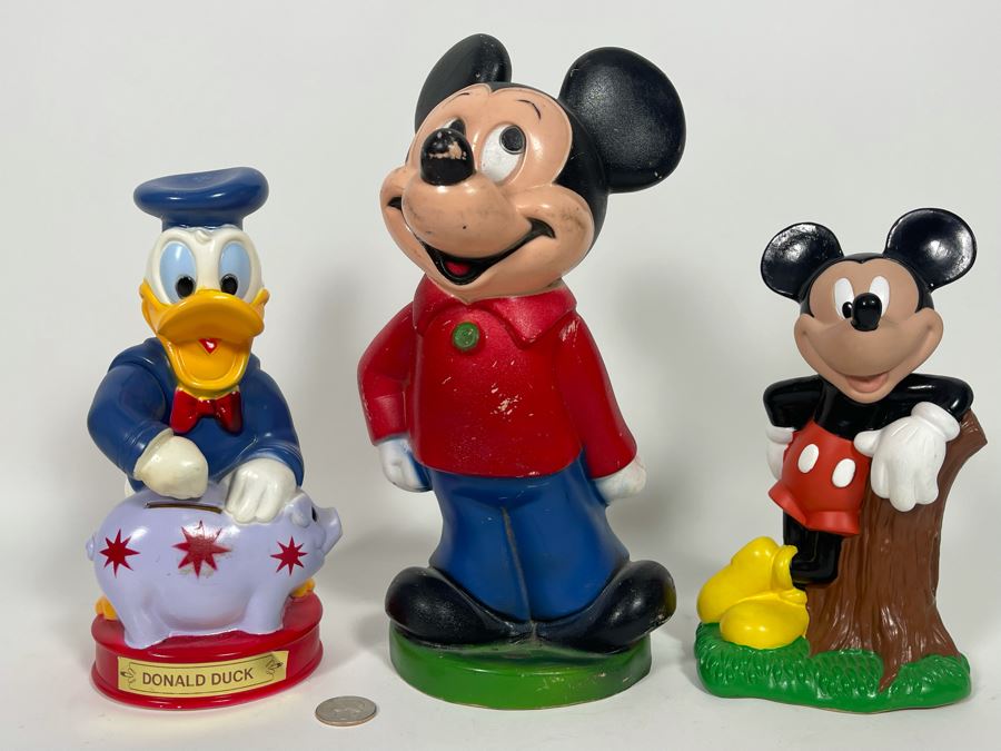 Pair Of Mickey Mouse Plastic Banks And Donal Duck Plastic Bank [Photo 2]