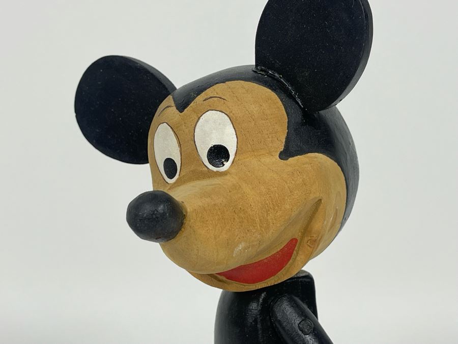 Hand Painted Hand Carved Mickey Mouse Figurine Signed On Bottom 8H [Photo 5]
