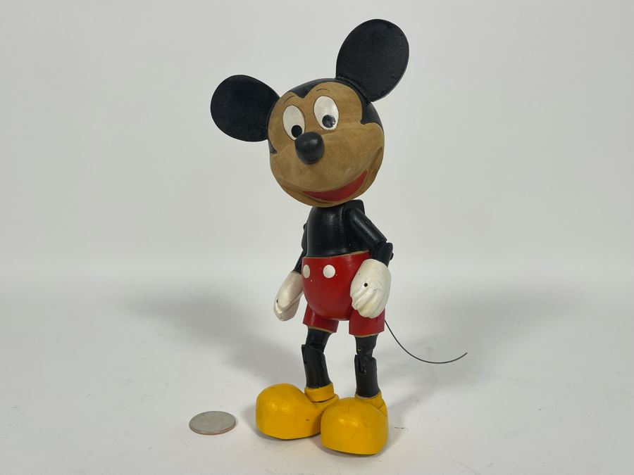 Hand Painted Hand Carved Mickey Mouse Figurine Signed On Bottom 8H [Photo 3]