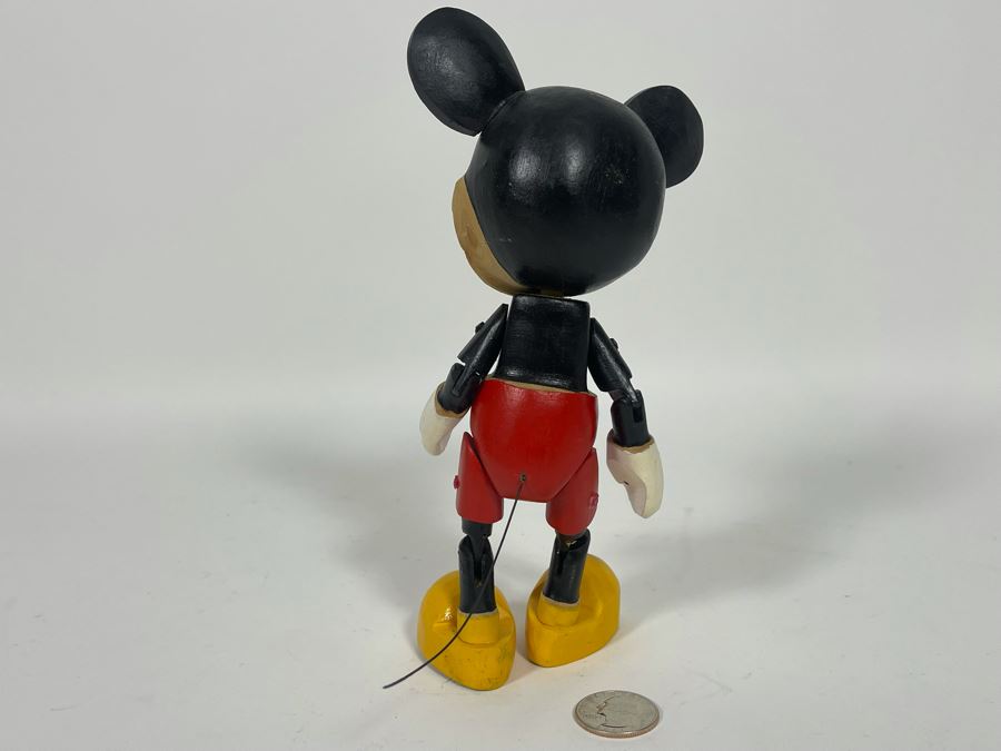 Hand Painted Hand Carved Mickey Mouse Figurine Signed On Bottom 8H [Photo 8]