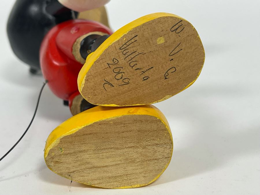 Hand Painted Hand Carved Mickey Mouse Figurine Signed On Bottom 8H [Photo 9]