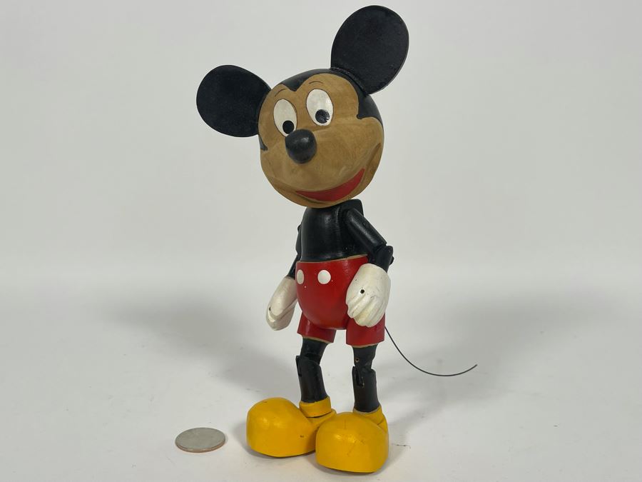Hand Painted Hand Carved Mickey Mouse Figurine Signed On Bottom 8H [Photo 4]