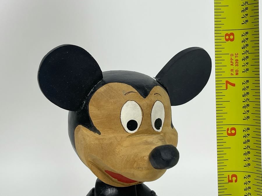 Hand Painted Hand Carved Mickey Mouse Figurine Signed On Bottom 8H [Photo 10]