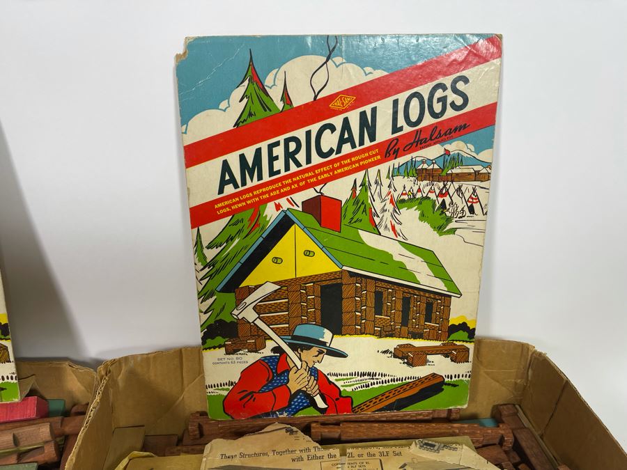 Pair Of Vintage American Logs Set Lincoln Logs [Photo 5]