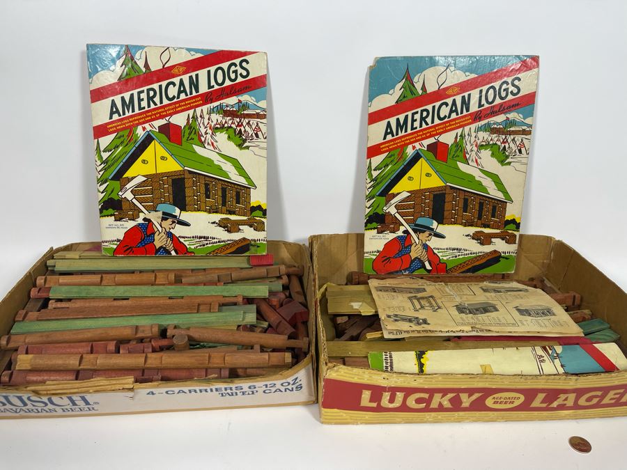 Pair Of Vintage American Logs Set Lincoln Logs