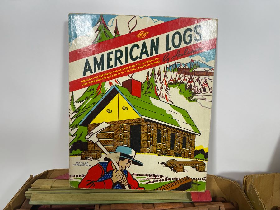 Pair Of Vintage American Logs Set Lincoln Logs [Photo 6]