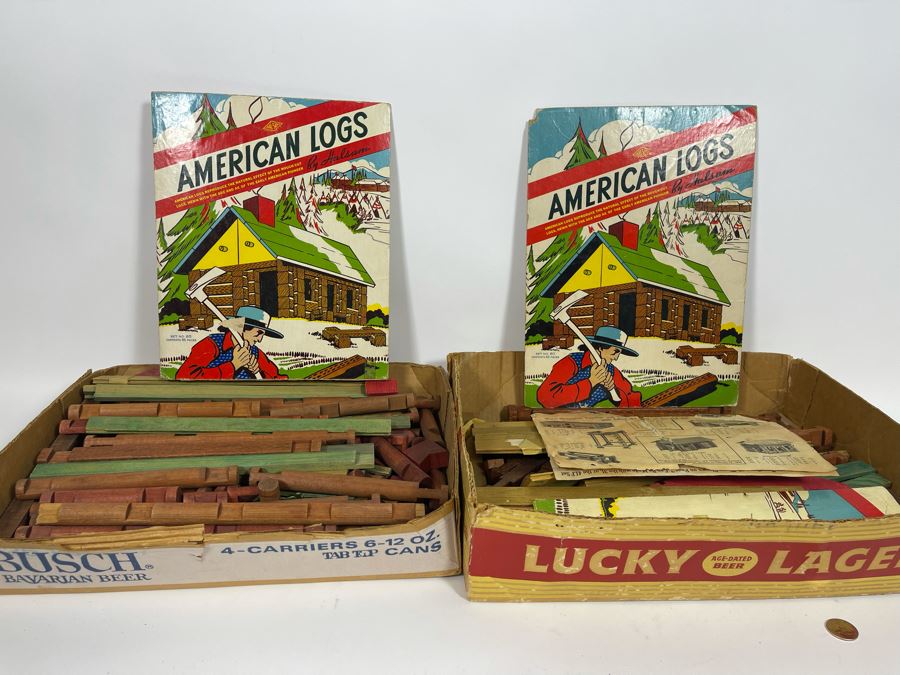 Pair Of Vintage American Logs Set Lincoln Logs [Photo 3]