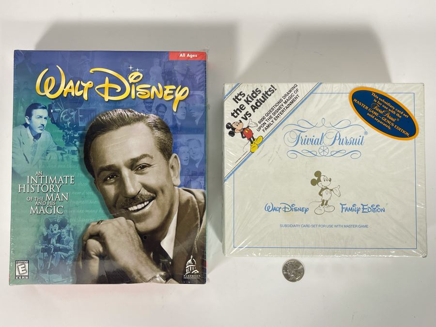 Sealed Walt Disney Family Edition Trivial Pursuit Card Set And Sealed Walt Disney PC CD-Rom